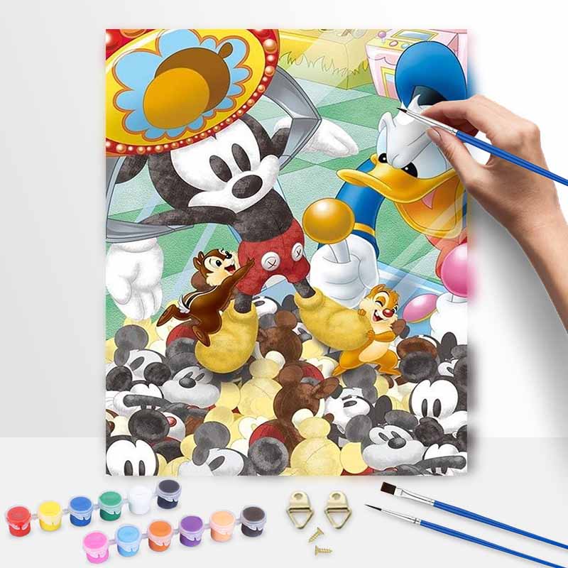Disney Mickey Mouse Donald Duck Chip n Dale oil painting handmade painting kit diy home room decoration gift 20x30cm