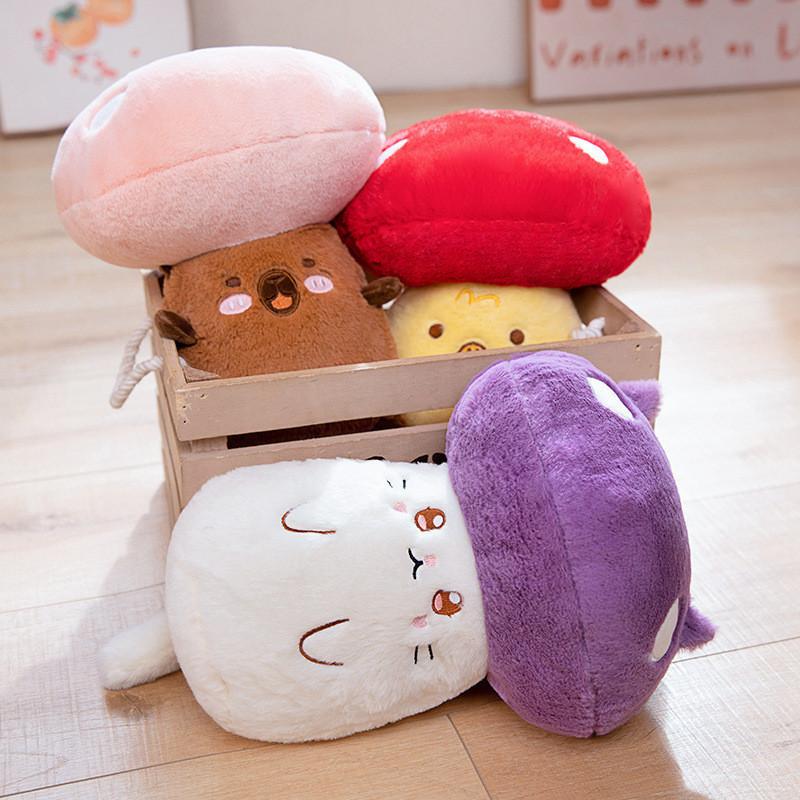 Cute Mushroom Plush Toy Stuffed Animal Doll Pillow Hanging Pendant 32cm Soft Pp Cotton Short Plush Waterfowl Duck Cat Design
