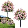 2pc Artificial Ball-Shaped Multicolor Flower Bush with Ground Stake for Garden Patio Flower Bed Yard Outdoor Party Decor