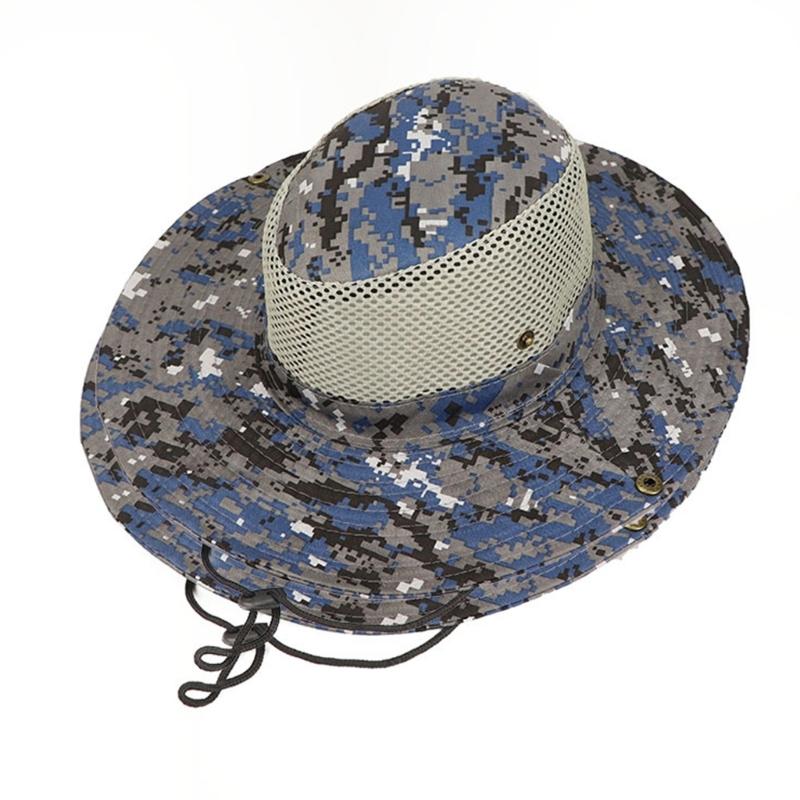 

Campings Hat Sun Protections Wide Brims Sun Hat Large Hat with Neck Rope UV Protections Hat Wide Brims Mesh Hole Hat темно-синього кольору