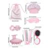 Women's 8pcs Hair Care Essential Kit Includes Silk Sleep Mask Breathable Shower Caps Portable Comb Scalp Massage Brush Multicolor