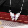 S925 Sterling Silver Butterfly Necklace, Inlaid Natural Crystal, Multi-color Optional, Elegant Clavicle Chain Jewelry for Women, Gift for Girlfriend
