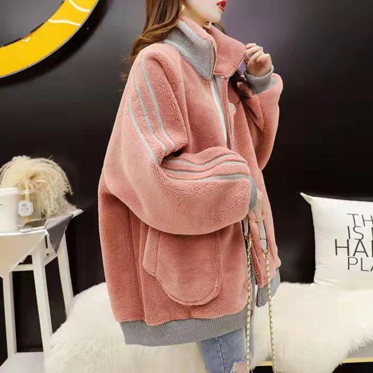 Damskie bluzy w jednolitym kolorze z długim rękawem ze stójką luźne pulowery damskie topy