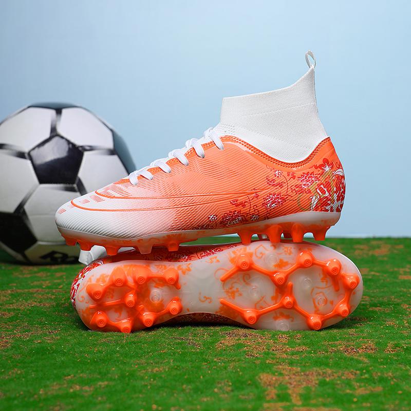 New  Football Shoes' Long Spike Grass Football Shoes Training Competition High Top Spike Athletic Shoes For Men