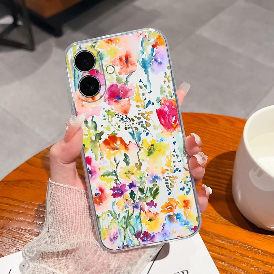 Για iPhone 16 Pro Plus 16 Pro Max 16pro Πίσω κάλυμμα Πολυτελής όμορφη λουλουδάτη διαφανής μαλακή σιλικόνη tpu προστατευτικό κάλυμμα κάμερας για Apple iPhone 16