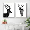 Black White Minimalist Abstract Elk Canvas Painting Nordic Scandinavian Wall Picture Prints Living Room Home Decor No Frame