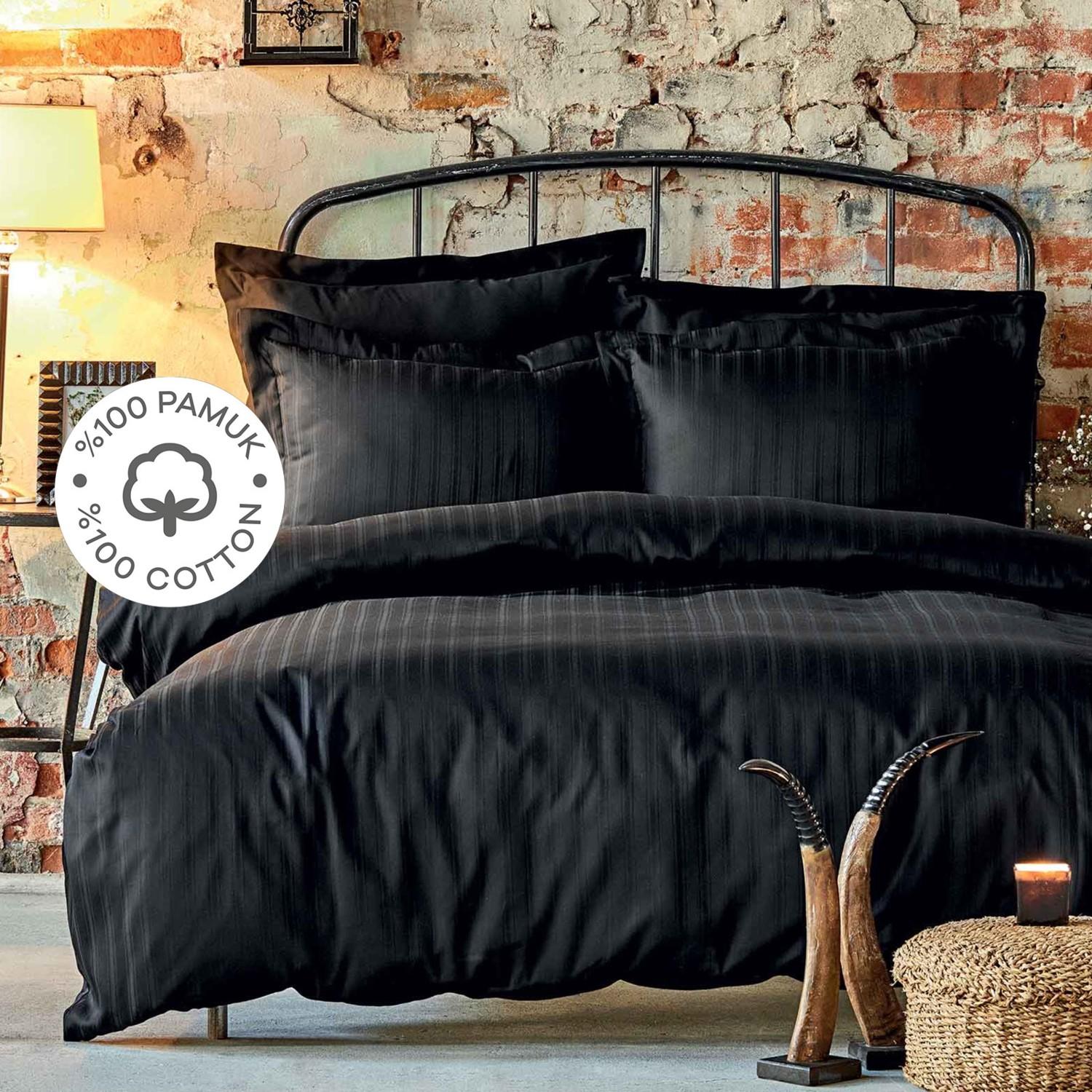

Набор двойных пододеяльников Karaca Home Charm Bold Black из 100% хлопка