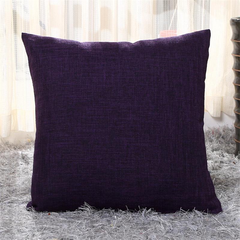 

50x50см/55x55см большой квадратный однотонный хлопковый льняной чехол для диванной подушки гостиная наволочка для домашнего декора 50x50cm фиолетовый