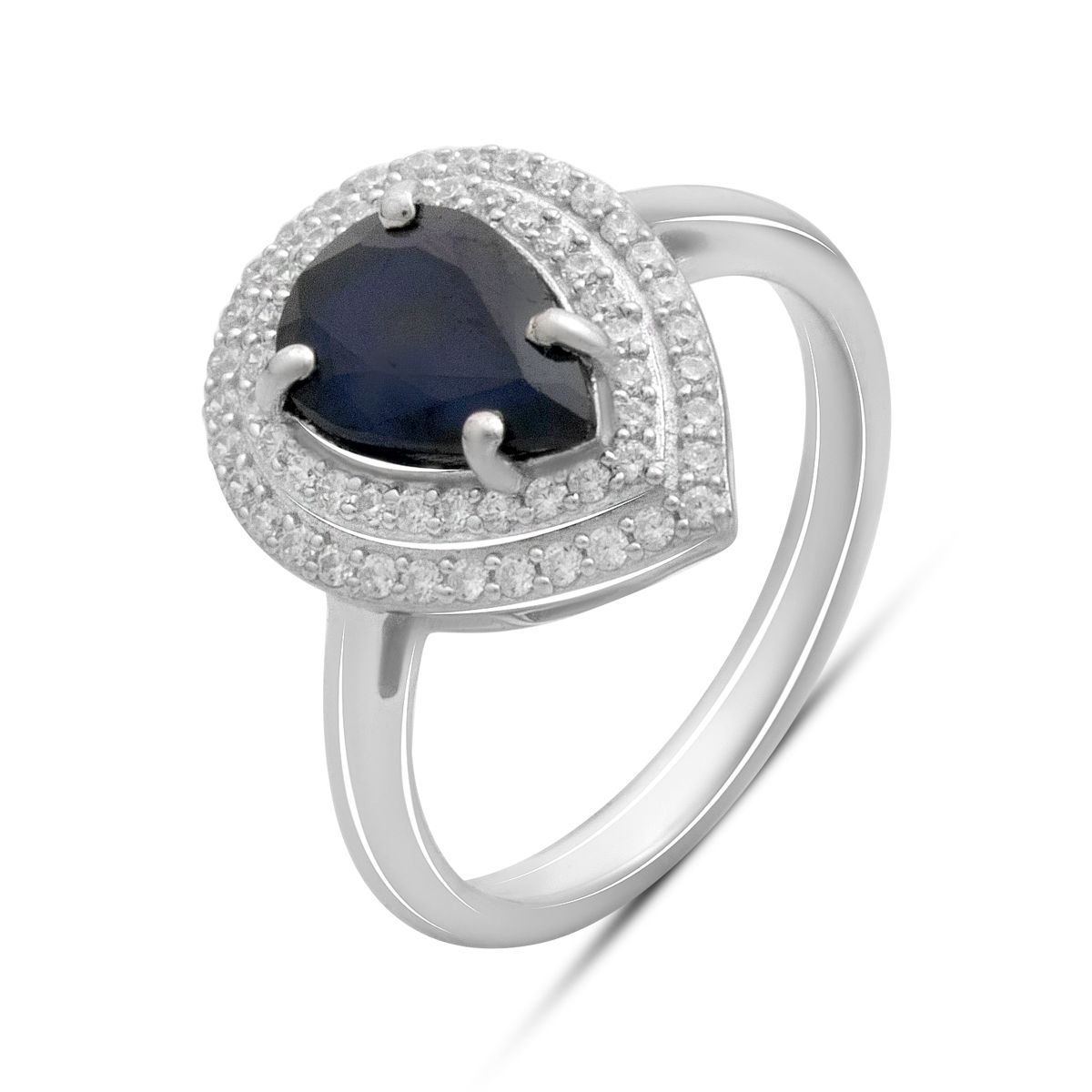 

Серебряное кольцо с натуральным сапфиром 2.963ct, фианитами, вес изделия 3,73 гр (2180319) 17.5 сапфіровий