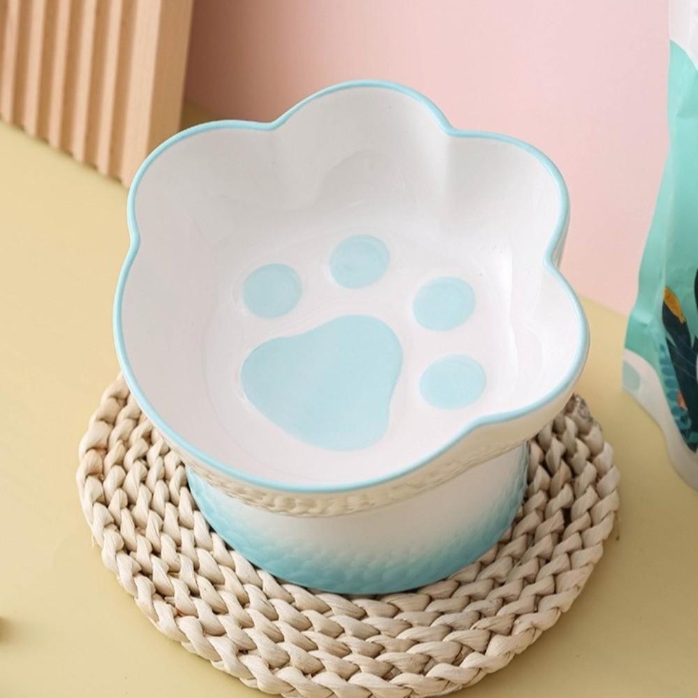Slanted Dog Food Bowl High Foot Pet Feeder Cute Ceramic Cat Bowl  For Cats Dogs