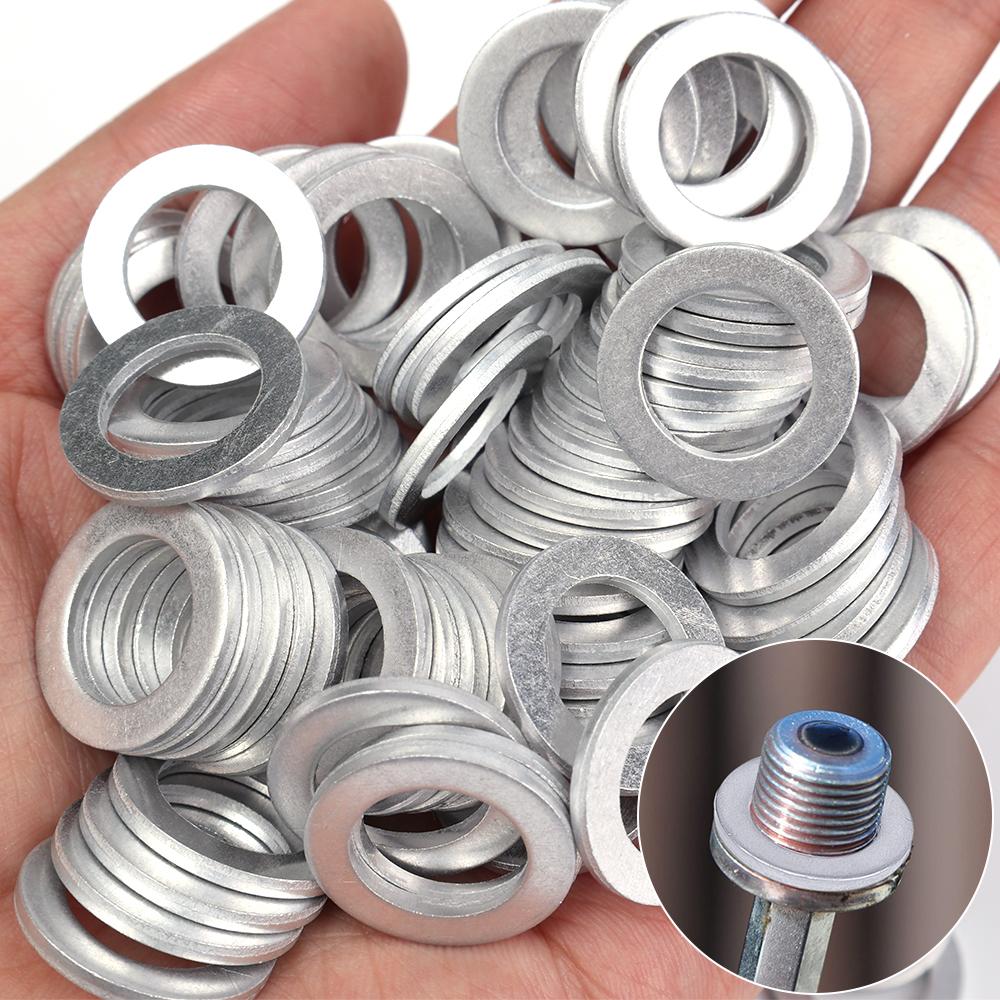 14mm Aluminum Oil Drain Plug Crush Washer Set Non-Slip for Lasting Sealing Car Exterior Accessories for Oil Change Compatible