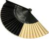 Folding Cotton with Fan Black Unisex [Hanakanzashi] Fan, 21cm, Fabric, Case, Two-Tone & Beige, Compact, Simple,