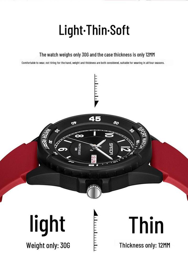 Sanda Fashion Youth Quartz Wristwatch: Casual Digital, Dual Calendar, Luminous, Waterproof, Unisex.