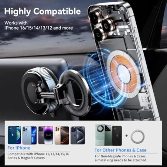 Rotatable Vacuum Strong Suction Magnetic Phone Holder Car Mount Stand Universal