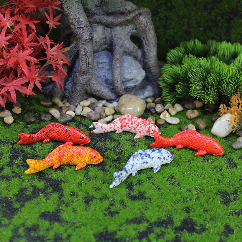 Realistic Koi Fish Micro Landscape Aquarium Ornament Resin Figurines