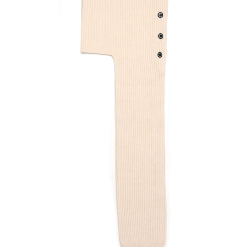 DOYOUKNOWMC 24FW Button Opening Neck Warmer Yellow Ivory Knit Muffler