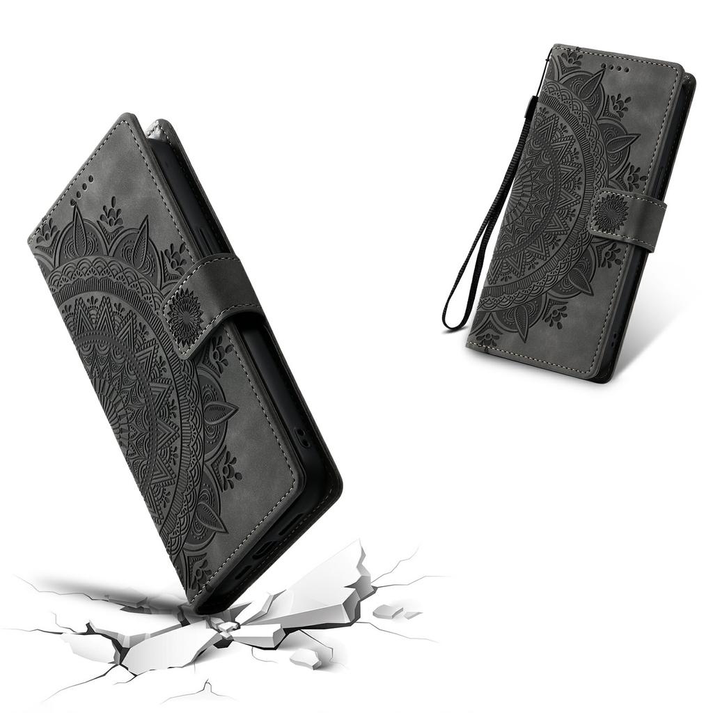 For Samsung Galaxy S25 Edge Case Card Slots Geometry Imprint Leather Phone Cover