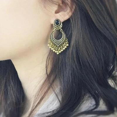 Vintage Large Beads Colored Beads Tassel Earrings Ladies Ethnic Style Colorful Bohemian Drop Earrings