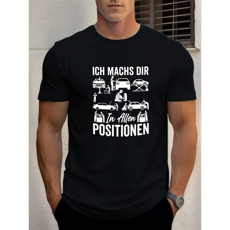 Men s Car Repair Graphic Summer Casual Crew Neck Short Sleeve T-Shirt S чёрный