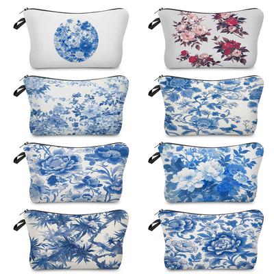 Bolsa Cosmética Estampa Porcelana Azul e Branco Feminina Organizar Produtos de Higiene Pessoal Viagem Estojo de Armazenamento 6358