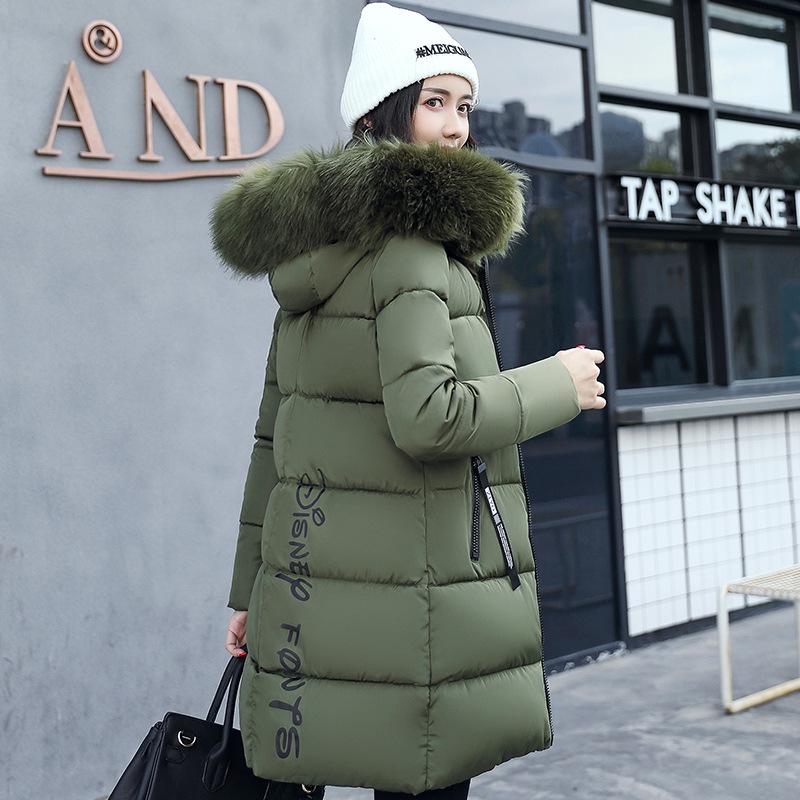 Winter New Women's  Jacket Women's Medium and Long Slim-fitting  Jacket Big Fur Collar Student  Jacket