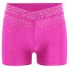 Kids Performance Shorts with Sparkling Rhinestones V-Front Elastic Waistband for Dance Gymnastics