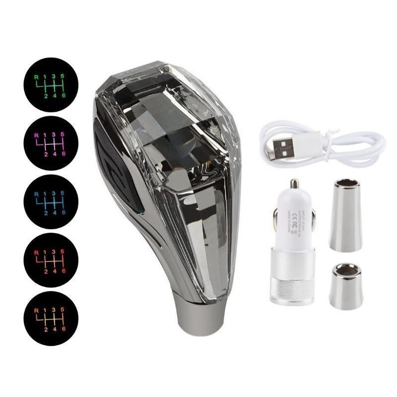 Crystal Multicolor LED Light Car Gear Shift Knob Universal Modified Lever Handball for Toyota for Mazda for Mitsubishi Etc