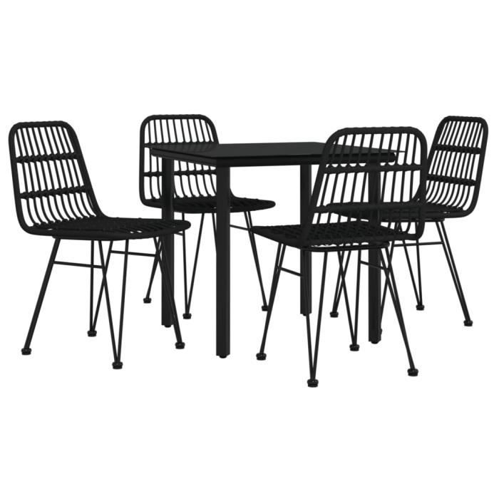 3157895 vidaXL Mobilier à dîner de jardin 5 pcs Noir Résine tressée