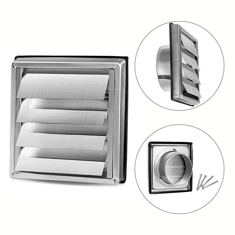 1pcs 100/125/150mm Stainless Steel Air Vent Wall Ventilation Cap Movable Square Air Outlet Kitchen Wall Grilles Duct Cover