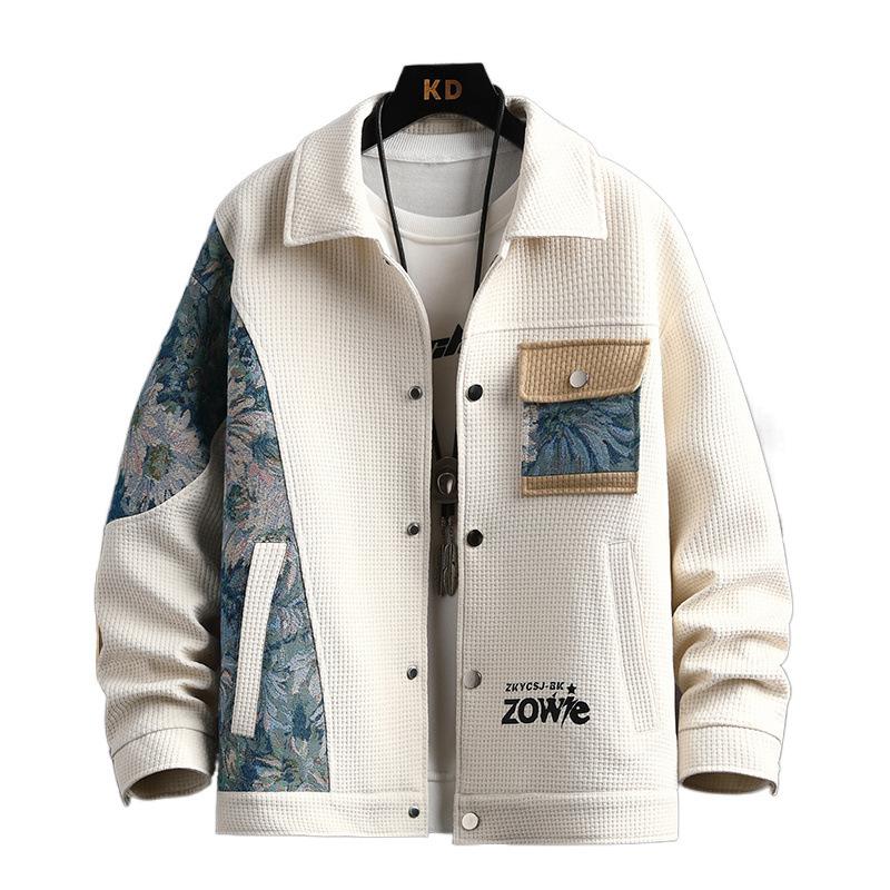 Jachetă Bărbați Toamnă și Iarnă Stil Etnic Cusături Guler Jachetă Nouă Brand Trendy Fleece Mai Gros
