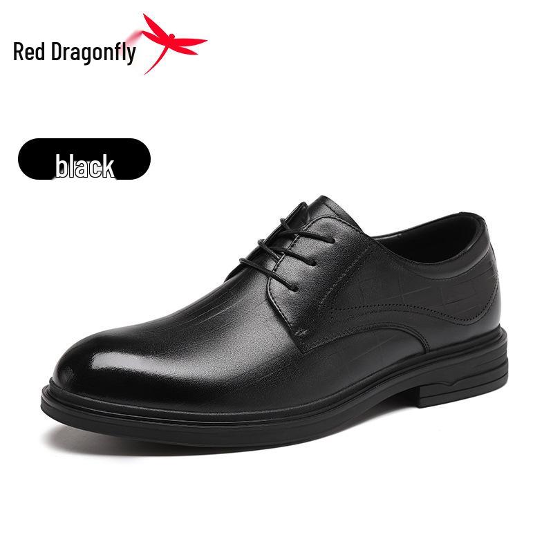 Red Dragonfly Men s Genuine Leather Derby Shoes: Formal Business, Wedding Groom, Office Suit. 43 чёрный