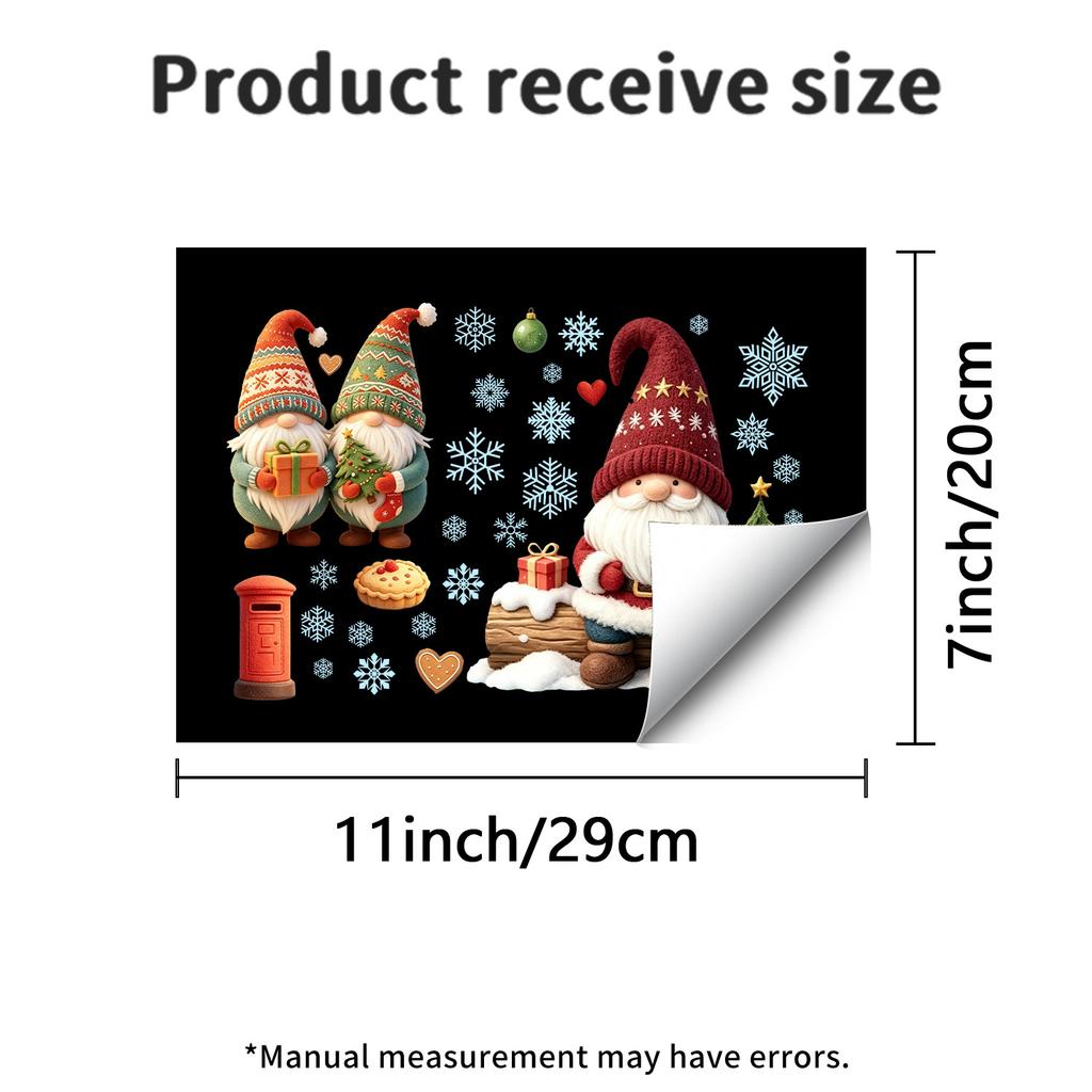 Christmas Faceless Dwarf Dwarffolk Static Window Sticker Does Not Damage Glass for Living Room Windows