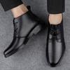 High-top leather shoes men's new winter leather velvet warm Martin boots business dress casual men's shoes