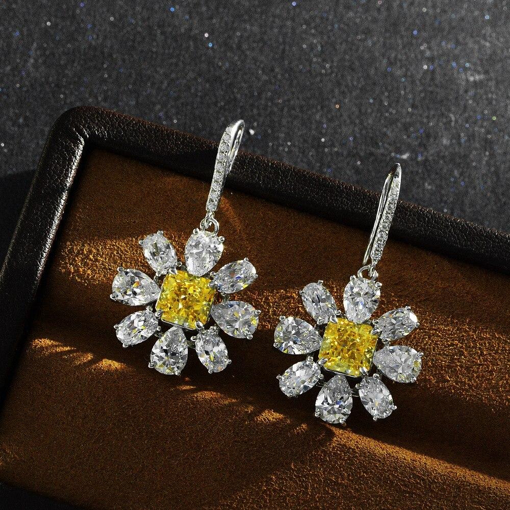 

Серьги-капли из стерлингового серебра 925 пробы с измельченным льдом 2 карата * 2 шт. Необычные оранжевые сапфировые серьги с муассанитом и бриллиантами для женщин, подарок