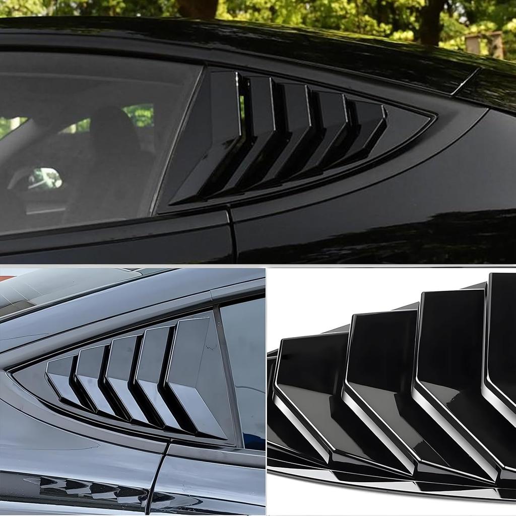 For Tesla Model 3 2017-2024 Rear Side Window Louvers Air Vent Scoop Louver Window Scoop Louver Cover ABS Sun Rain Shade Vent Sport Style Exterior