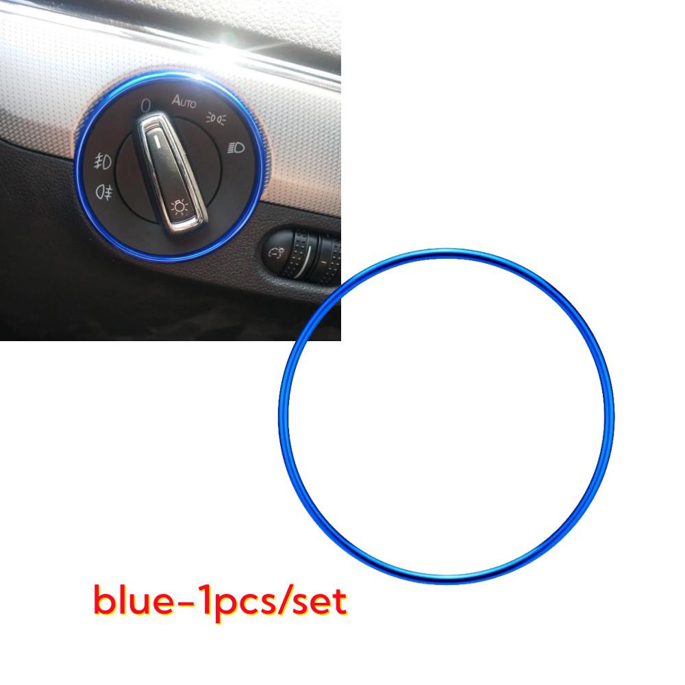 

Алюминиевый салон автомобиля переключатель фар украшение отделка кольцо наклейка для Volkswagen VW Golf MK7 Tiguan MK2 T-ROC авто аксессуары синий