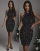2025 Spring Sexy Halterneck Off-Shoulder Tassel Sequin Dress - European & American Fashion