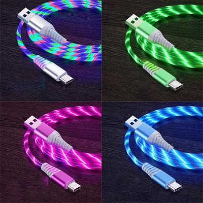 Flow Luminous USB Type C kabel 3A datový kabel pro rychlé nabíjení pro Samsung Xiaomi OPPO Huawei IPhone Charger Micro USB Wire LED kabel