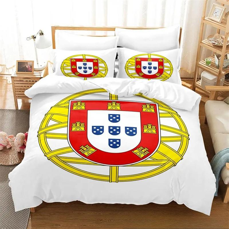 3D Print Portugal Flag Bedding Set,Duvet Cover Comforter Bed Set Quilt Cover Pillowcase,King Queen Twin Size Boys Girls Adults