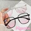 Pink Gradient Myopia Glasses Women Trendy Anti-blue Light Eyeglasses Short Sighted Eyewear Cute Simple Style