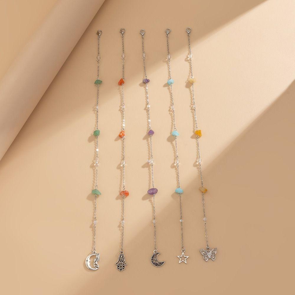 Acrylic Stone Hair Ring Pendant Star Butterfly Moon Pendant Tassel Hair Accessories  For Women
