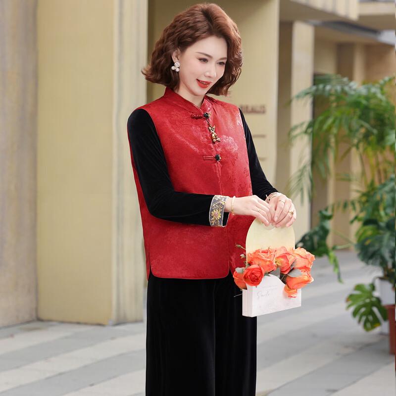 Elegant Gold Velvet New Chinese Style Three-Piece Suit