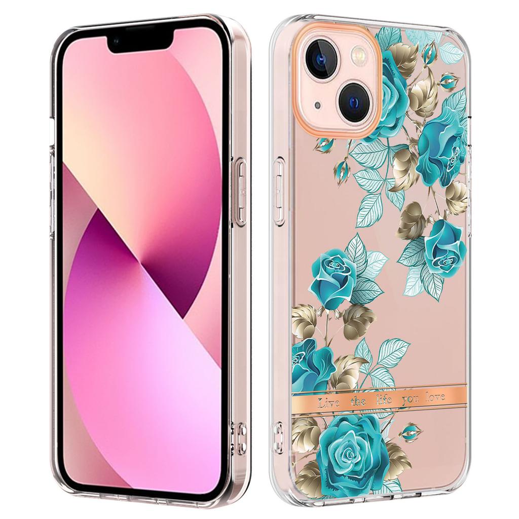 For iPhone 15 Case IMD IML Flower Pattern Electroplated TPU Back Cover