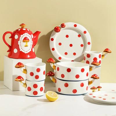 Cute Mushroom Ceramic Cup Mug Ceramic Coffee Milk Mug Cup CuteTeapot Bowl Plate Handmade Tableware Home Party Decor Gifts