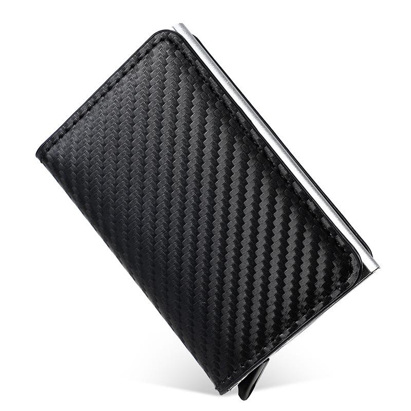 RFID anti-theft brush aluminum box card bag carbon fiber pattern credit card box automatic pop-up card bag multi-card position wallet