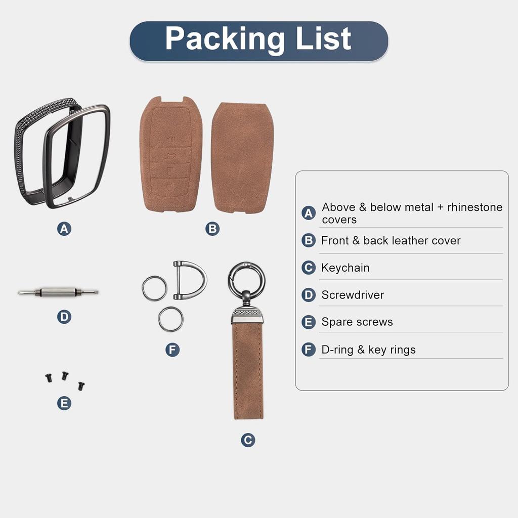 YO&YOYE Compatible with Toyota Key Fob Cover with Keychain Leather Key Case Protector for Avalon Camry Corolla RAV4 Sequoia Highlander Smart Key