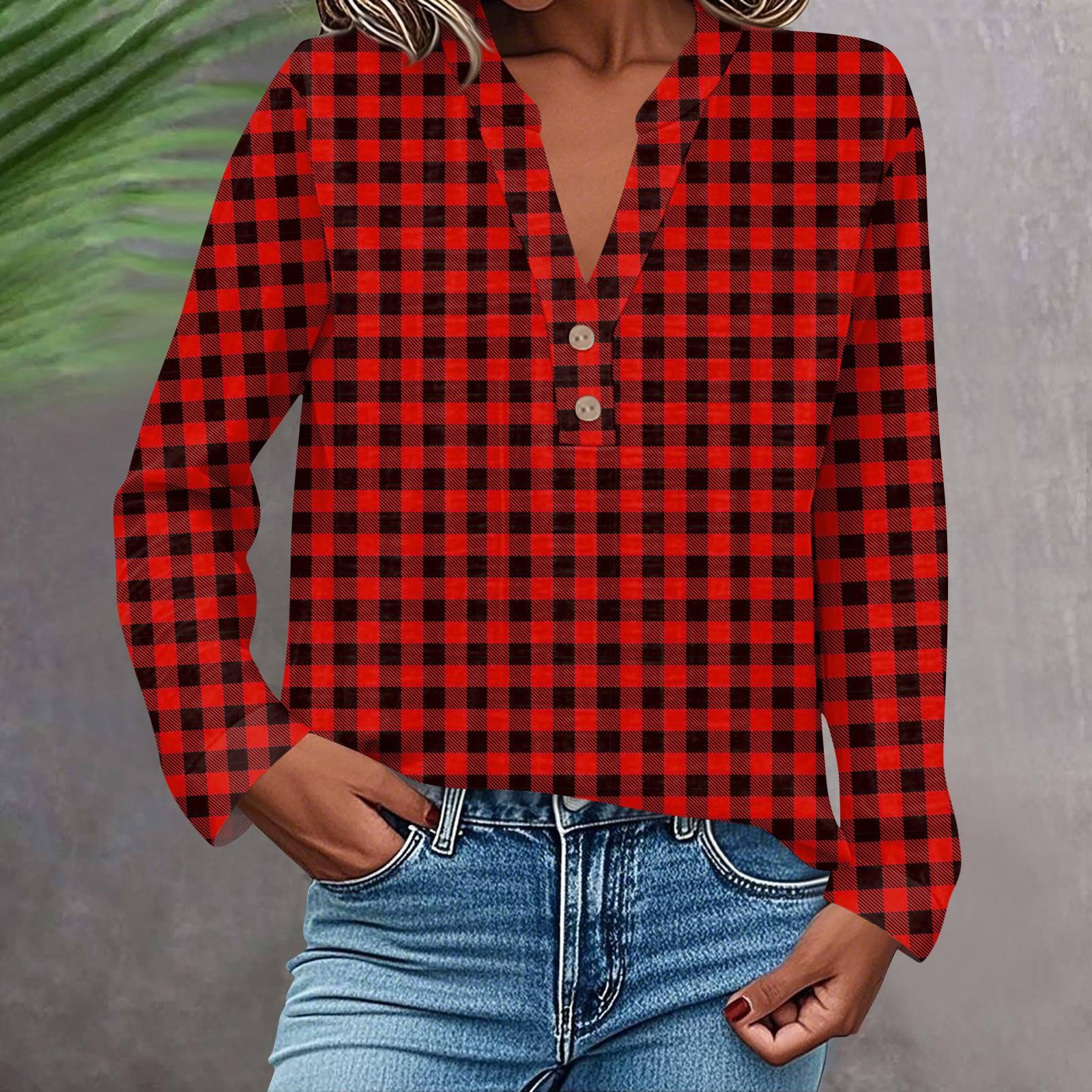 

Женская модная и повседневная рубашка с длинным рукавом, V-образным вырезом, на пуговицах, с принтом, блузка, топ M