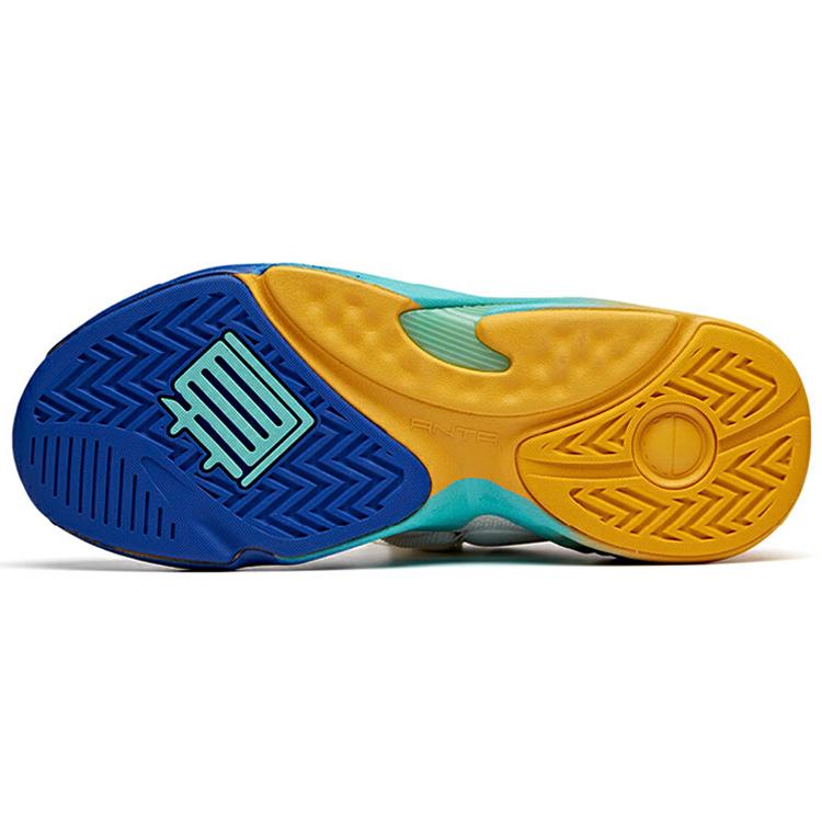New Anta Bastard Peak Cushioned Wear Resistant Slip Resistant Breathable Low Top Chunky Sneakers Men's White Blue Yellow 112028085-3