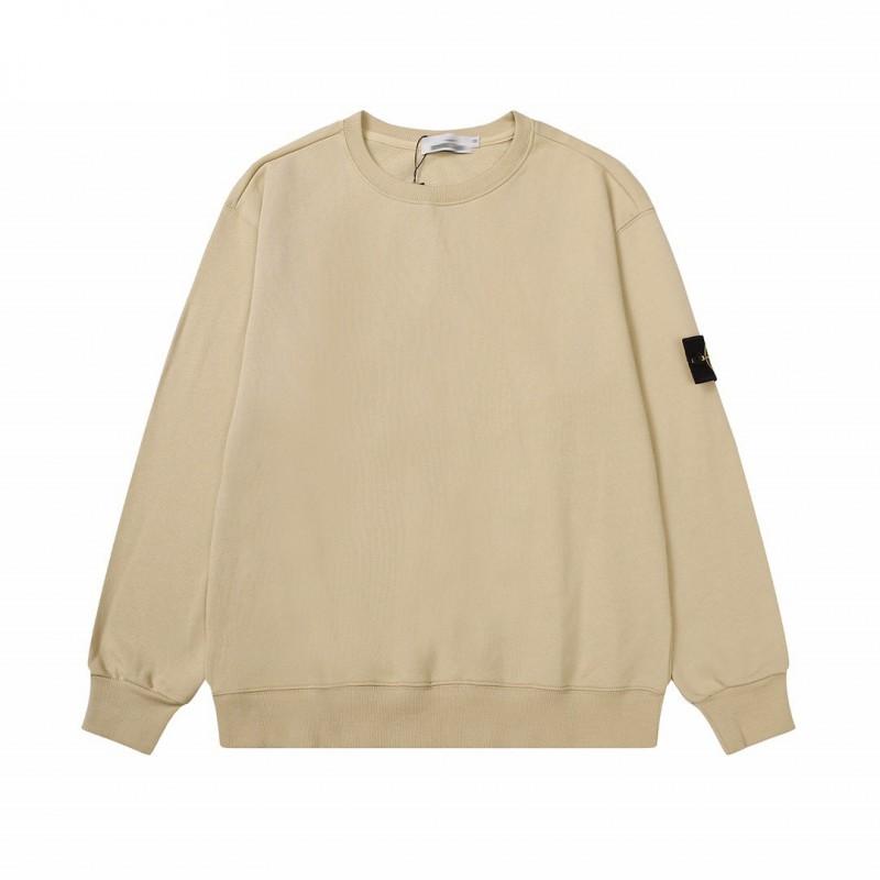 Stone Island Compass Patch Basic Hoodless Sweatshirt Loose Fit Men Women Casual Daily Wear