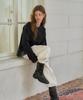 Ronron Ribbon Pattern Wide Denim Pants White